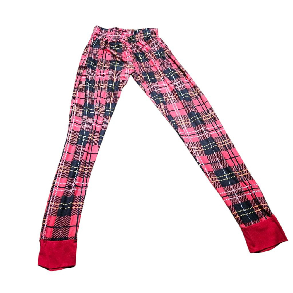 Women's Medium White Red Black Plaid Merry Christmas Santa Long Sleeve PJ Set - Picture 8 of 9
